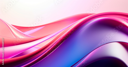 Fototapeta Naklejka Na Ścianę i Meble -  Abstract fluid 3d render, glossy, reflective metallic, organic curve wave in motion. Gradient design element for banner, background, wallpaper. Ideal for cosmetics and perfume visuals