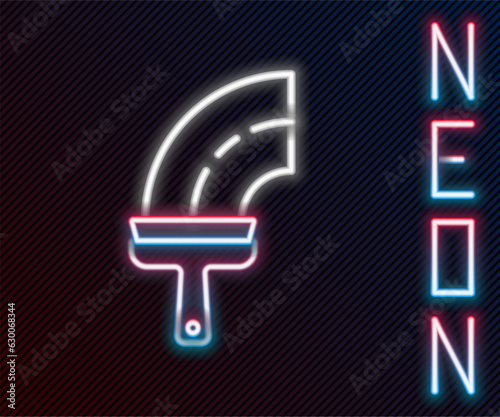 Glowing neon line Cleaning service with of rubber cleaner for windows icon isolated on black background. Squeegee, scraper, wiper. Colorful outline concept. Vector