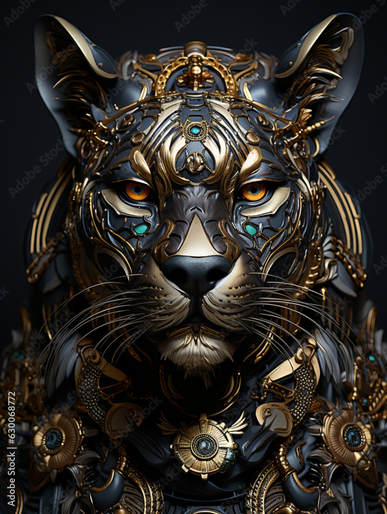 portrait, panther head in patterns, illustration, creative, simple background, sketch, created with Generative AI technology portrait, panther head in patterns, illustration, creative, simple background, sketch, created with Generative AI technology