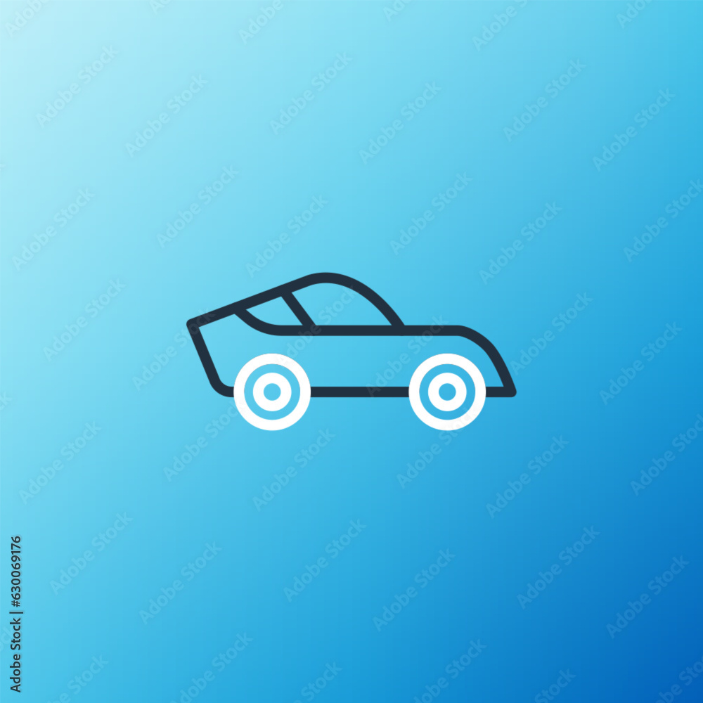 Line Car icon isolated on blue background. Colorful outline concept. Vector