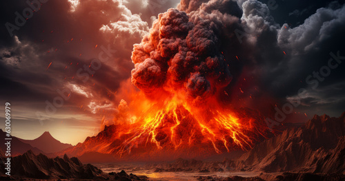 Fényképezés Nature's Fury: Violent Volcanic Eruption with Ash and Lava