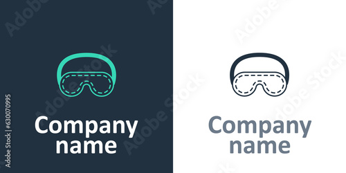 Logotype Eye sleep mask icon isolated on white background. Logo design template element. Vector