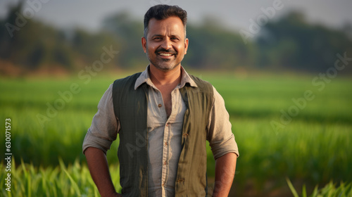 Portrait of a farmer against the backdrop of his fields.