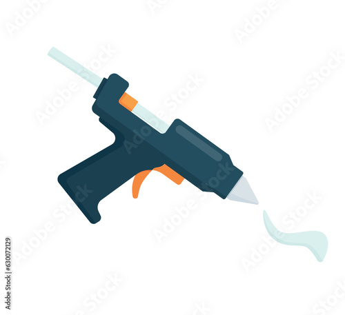Electric hot glue gun with glue sticks. Vector illustration.