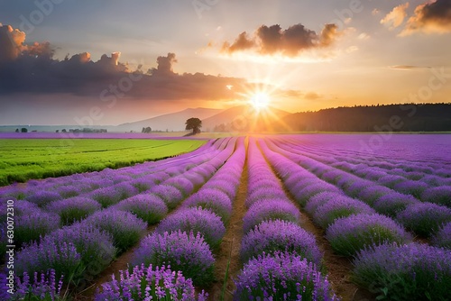 lavender field at sunset by Generated with AI technology
