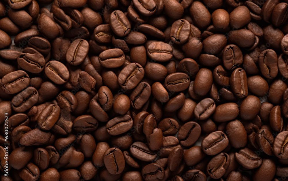Naklejka premium Overhead view of backdrop representing halves of dark brown coffee beans with pleasant scent