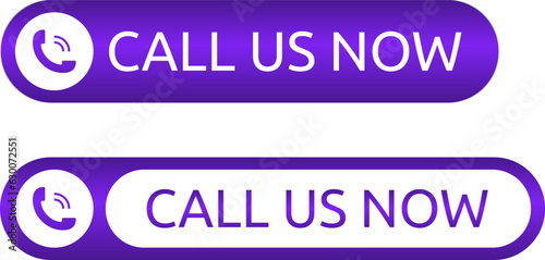 Call us button. Phone with call number. Contact button. Phone with call number. Icon for support or service.
