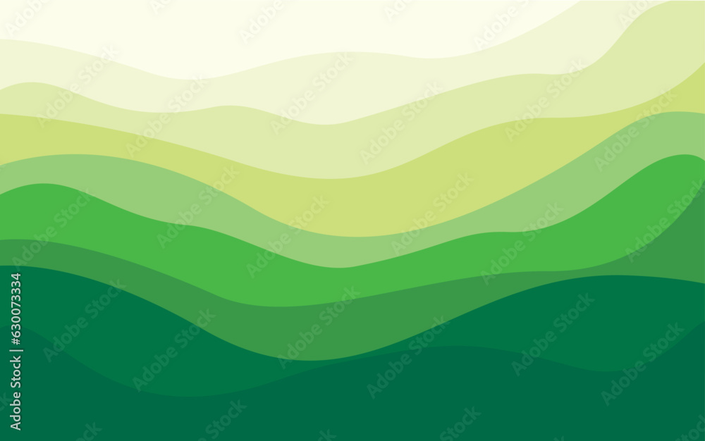 Green curves and the waves of the sea vector background flat design style - stock illustration