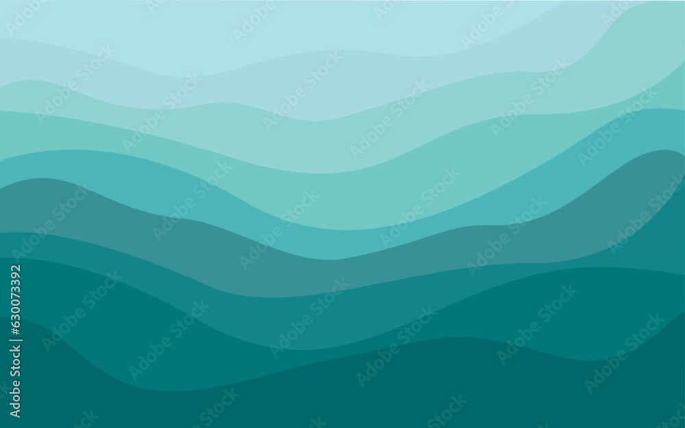Green curves and the waves of the sea vector background flat design style - stock illustration Green curves and the waves of the sea vector background flat design style - stock illustration
