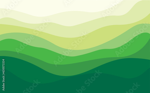 Green curves and the waves of the sea vector background flat design style - stock illustration