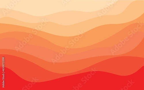 Orange curves and the waves of the sea vector background flat design style - stock illustration