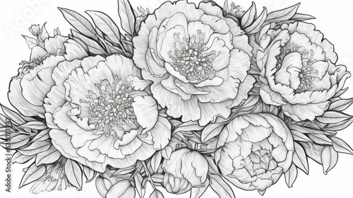 Mandala coloring page peonies