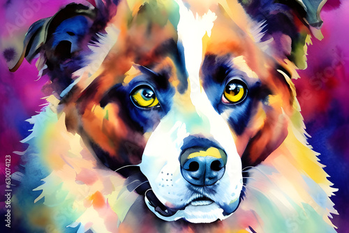 A painting of a dog with bright eyes  dog  detailed eyes  intricate  sharp focus