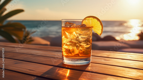 Close-Up of a Minimalistic Alcoholic Cocktail Drink in Sunlight