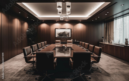 Elevating Excellence: A Luxurious Boardroom Setting with Confident Executive Leading the Way