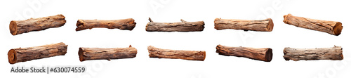 Different types of old wood logs set transparent background. Wooden log png bundle