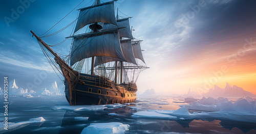 Historic Wooden Ship Stranded in Arctic Ice