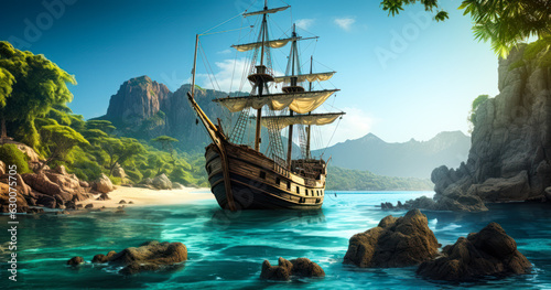 Pirate Ship Sailing the Caribbean: Adventure Awaits! © Bartek