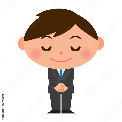 お辞儀をするスーツ姿の男性