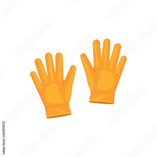 Gardening flat yellow gloves for work isolated on white background vector illustration. Farming hand protection, gloves safety