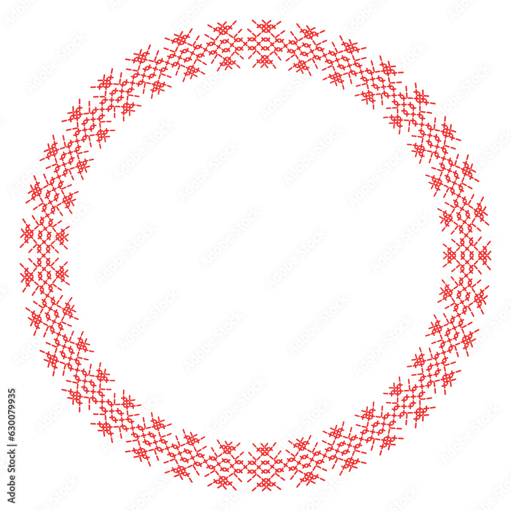 Round frame cross-stitch motifs folk embroidery