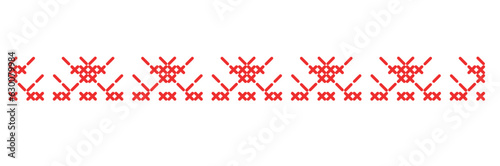 Vintage Folk Pattern with Flowers Cross Stitch Stripe