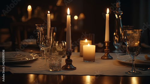 candles on the table created with generative ai