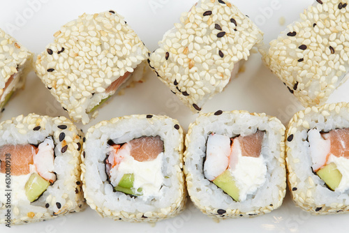 tasty sushi on the white