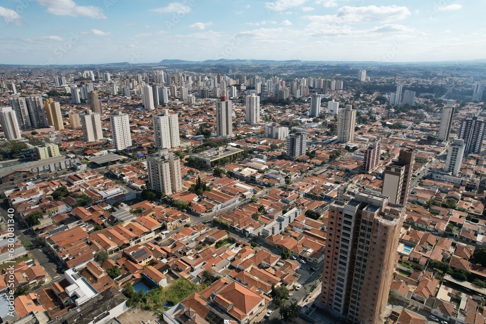 Piracicaba city, Brazil, panorama aerial view august 2023
