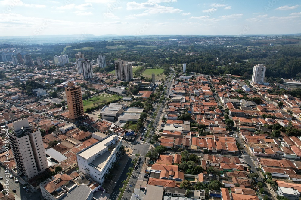 Piracicaba city, Brazil, panorama aerial view august 2023