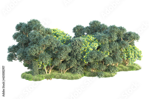 Green landscape isolated on transparent background. 3d rendering - illustration