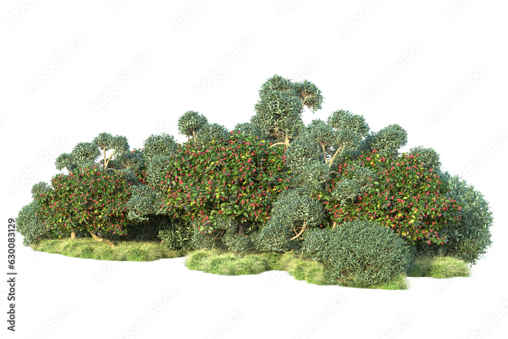Green landscape isolated on transparent background. 3d rendering - illustration Green landscape isolated on transparent background. 3d rendering - illustration