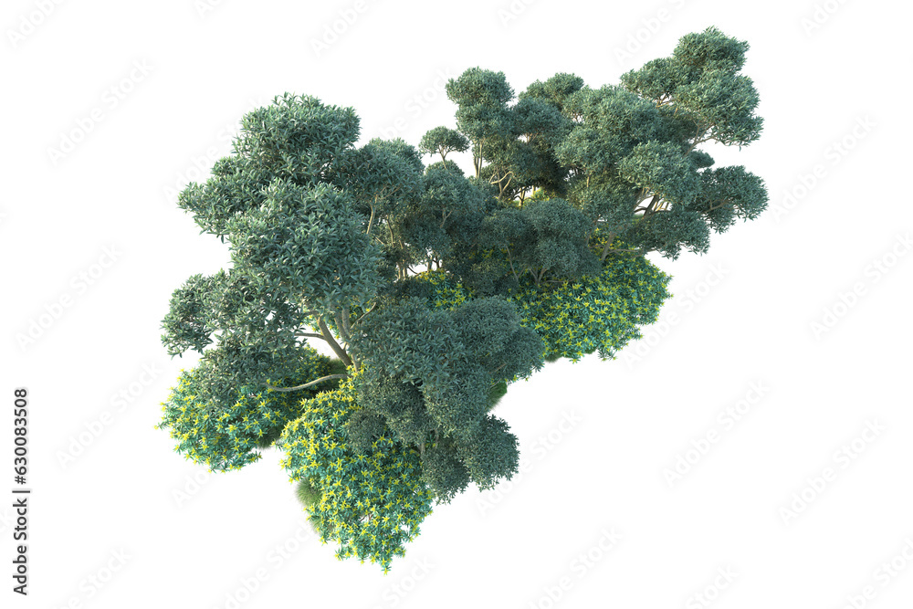 Green landscape isolated on transparent background. 3d rendering - illustration Green landscape isolated on transparent background. 3d rendering - illustration