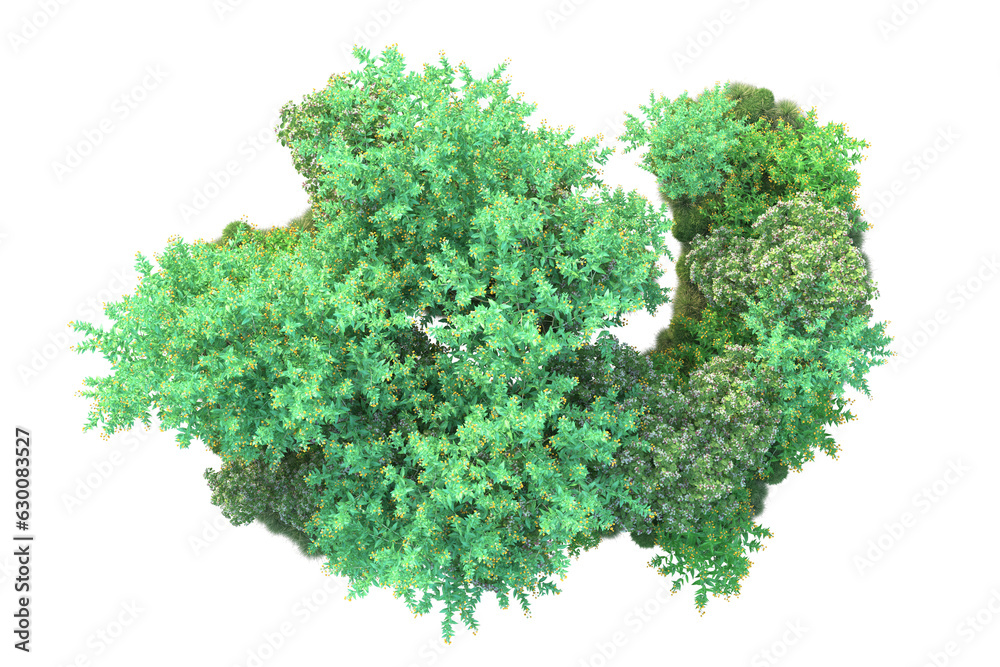 Obraz premium Green landscape isolated on transparent background. 3d rendering - illustration