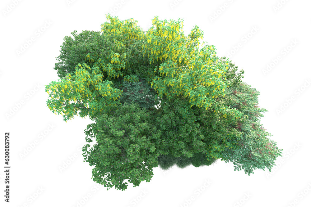 Obraz premium Green landscape isolated on transparent background. 3d rendering - illustration