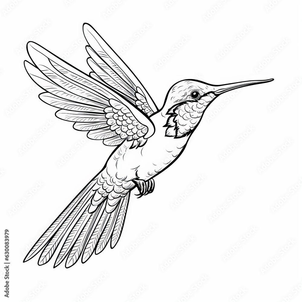 Fototapeta premium coloring book for children with birds, coloring with felt-tip pens and pencils on the theme of ornithology. The development of fine motor skills in children. Generative AI