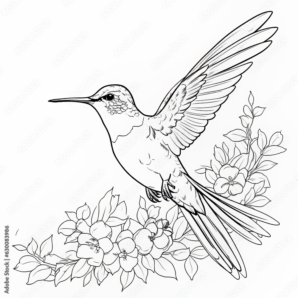 Fototapeta premium coloring book for children with birds, coloring with felt-tip pens and pencils on the theme of ornithology. The development of fine motor skills in children. Generative AI