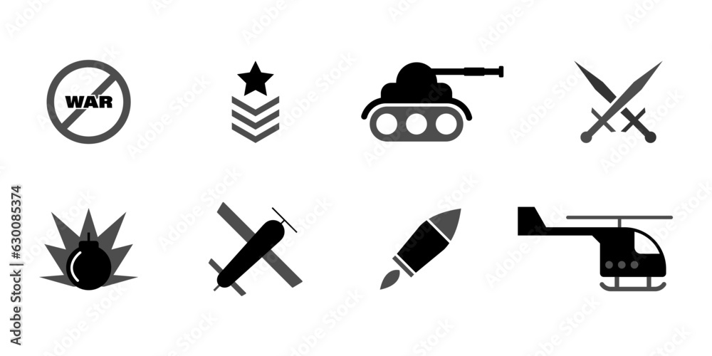 War and Army vector icons collection. Military symbols. War and Army vector icons collection. Military symbols.