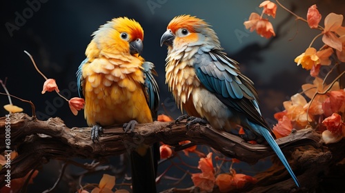 love birds on a branch.