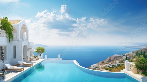 Santorini, Greece. Luxury villa with swimming pool,