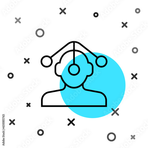Black line Hypnosis icon isolated on white background. Random dynamic shapes. Vector