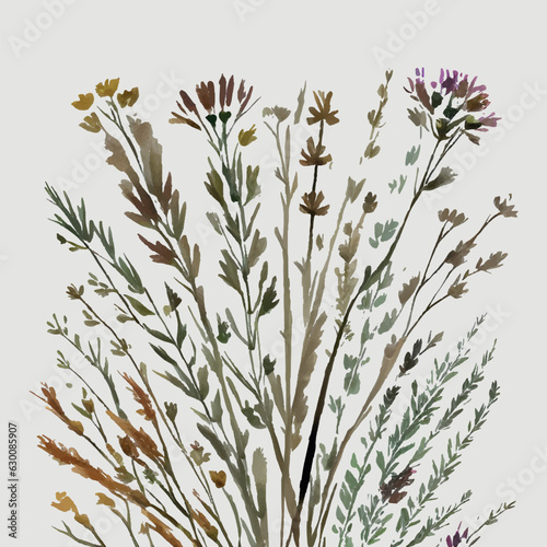 grass floral, Wildflowers, herbs painted in watercolor17