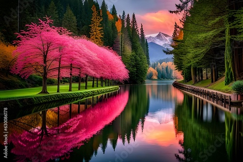sunset in the park