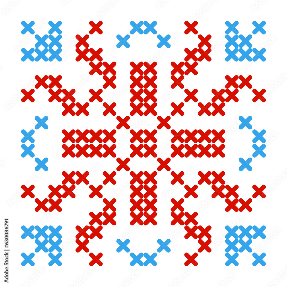 Folk pattern cross stitch snowflake or flower Folk pattern cross stitch snowflake or flower