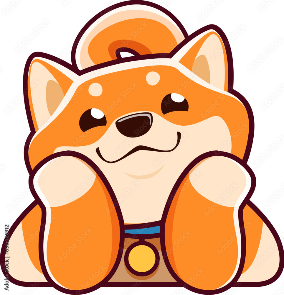 Cartoon happy shiba inu dog character, cute kawaii pet personage with ...