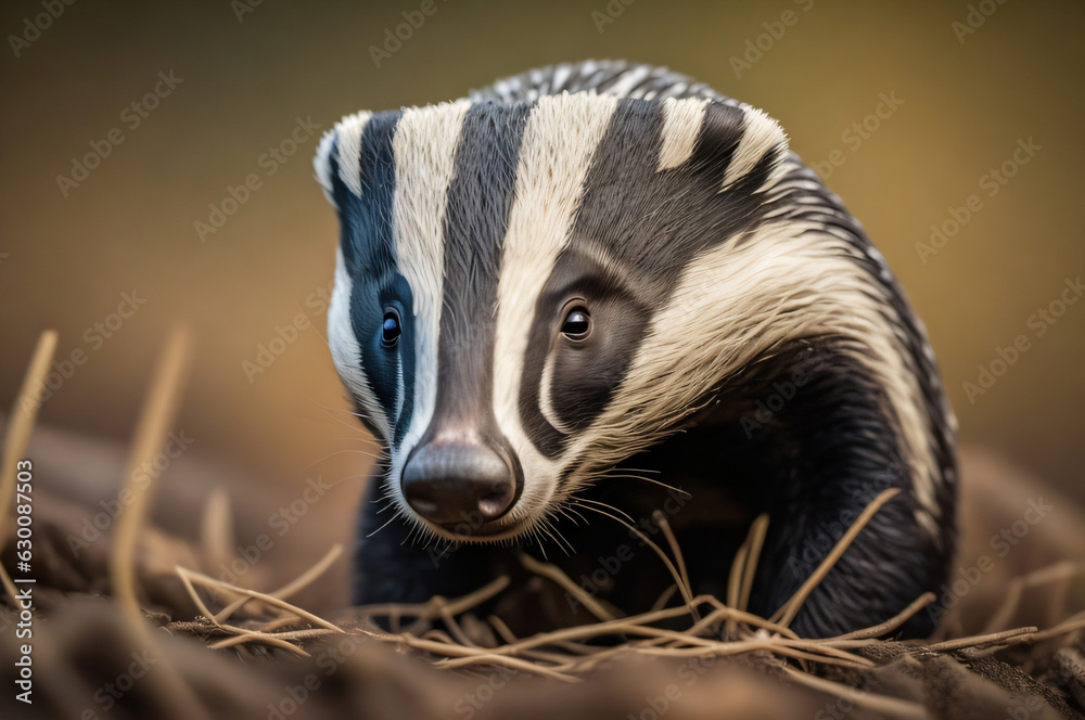 Obraz premium close up of a head of a badger