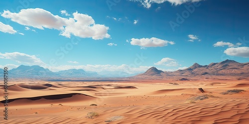 AI Generated. AI Generative. Sunny orange yellow sand dunes desert landscape background. Adventure vacation travel lifestyle. Graphic Art