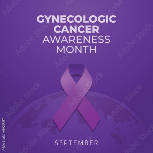 Gynecologic cancer awareness month design template good for celebration. purple ribbon design. flat ribbon illustration. flat design. eps 10. photo