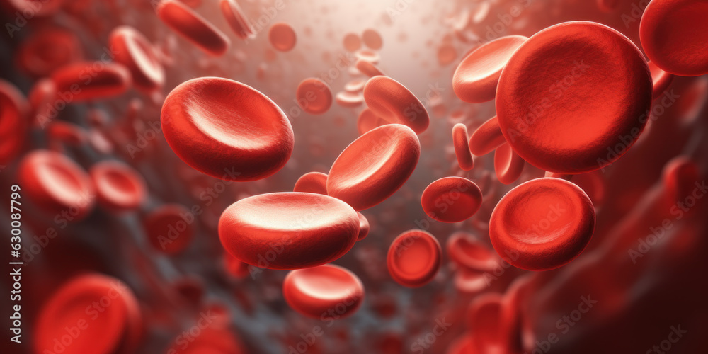 Red blood cells in vein. Generative AI Red blood cells in vein. Generative AI