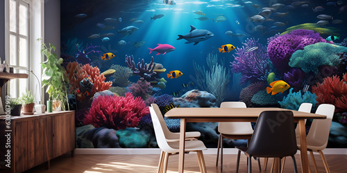 Colomac Wall Mural Corals and Animals in The Marine

Custom 3D Mural Wallpaper Underwater World Sea Fish Seaweed Photo Background Kids Room Home Decor 